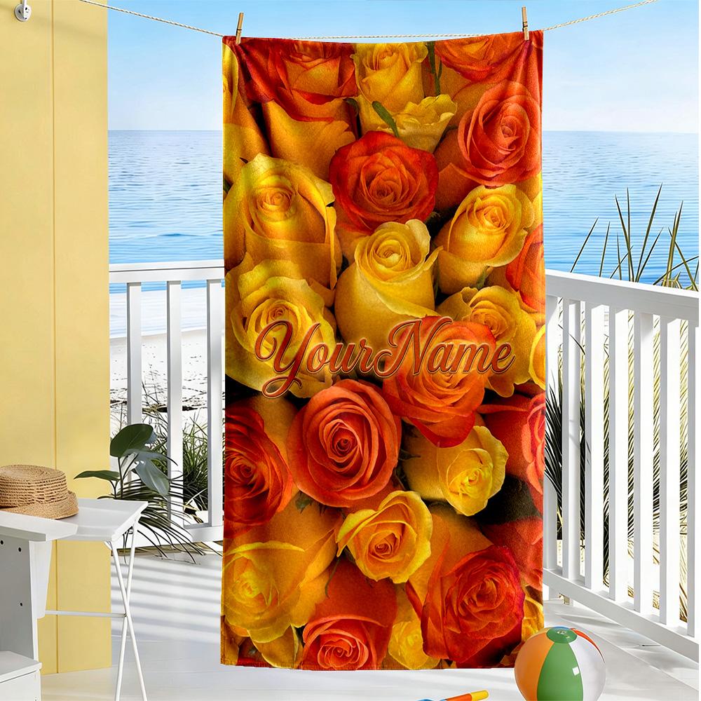 Rose Personalized Text Beach Towel Soft Durable Quick-Dry Portable for SwimmingBeachCamping Travel Beach AccessoriesGym