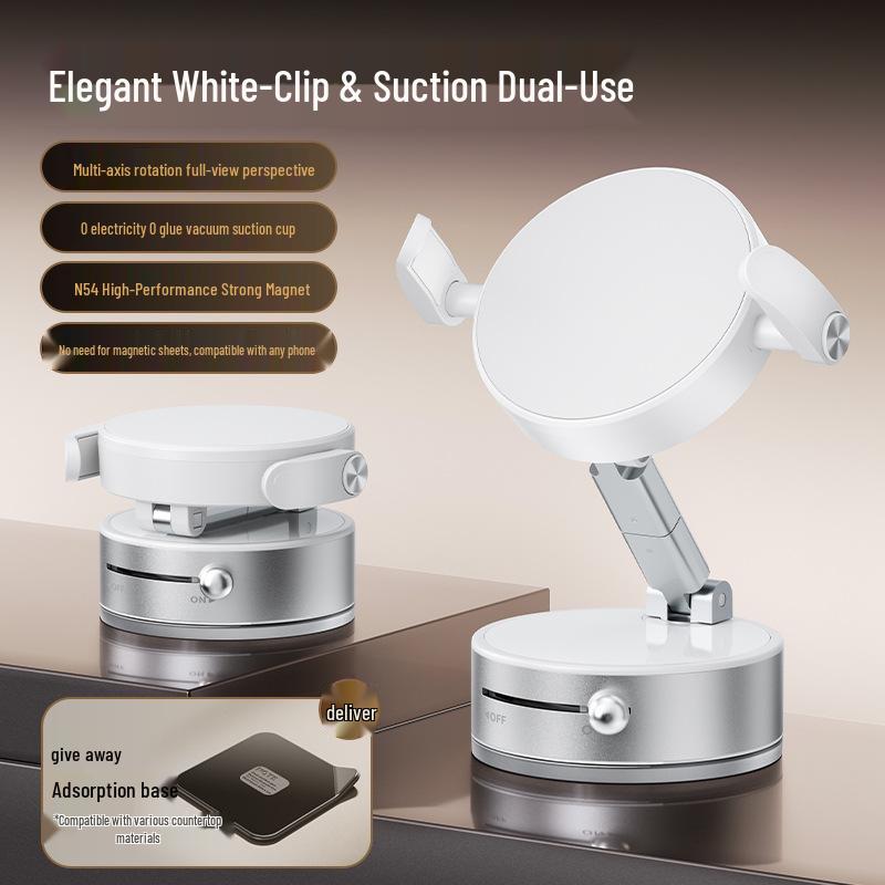Foldable Magnetic Phone Holder with Telescopic Suction Cup for Car & Desktop