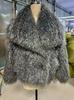 European and American fur large lapel artificial fur jacket short fashion fox fur jacket fluffy plush women