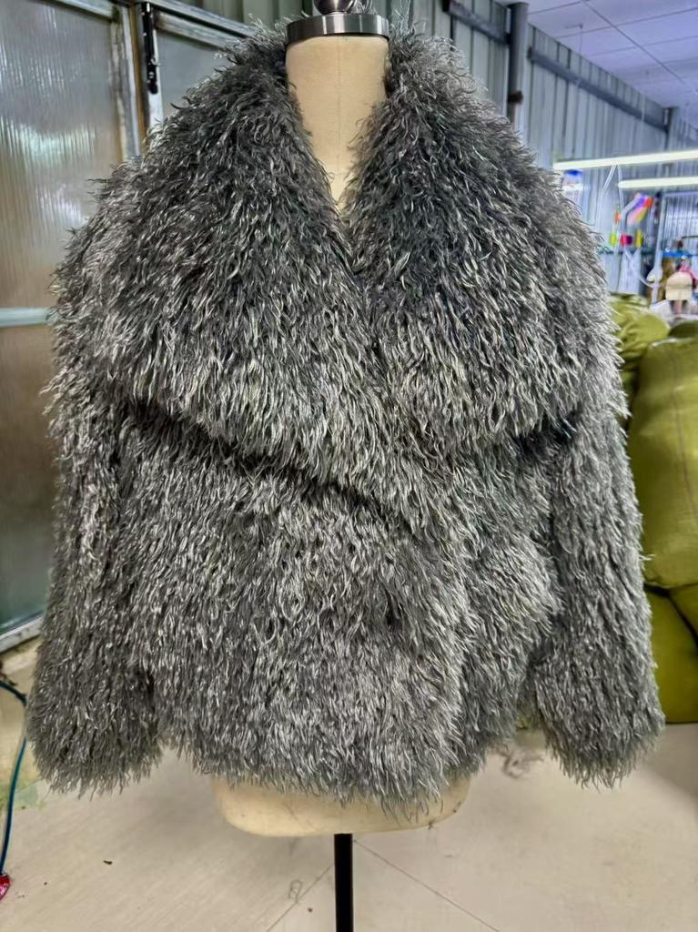 European and American fur large lapel artificial fur jacket short fashion fox fur jacket fluffy plush women