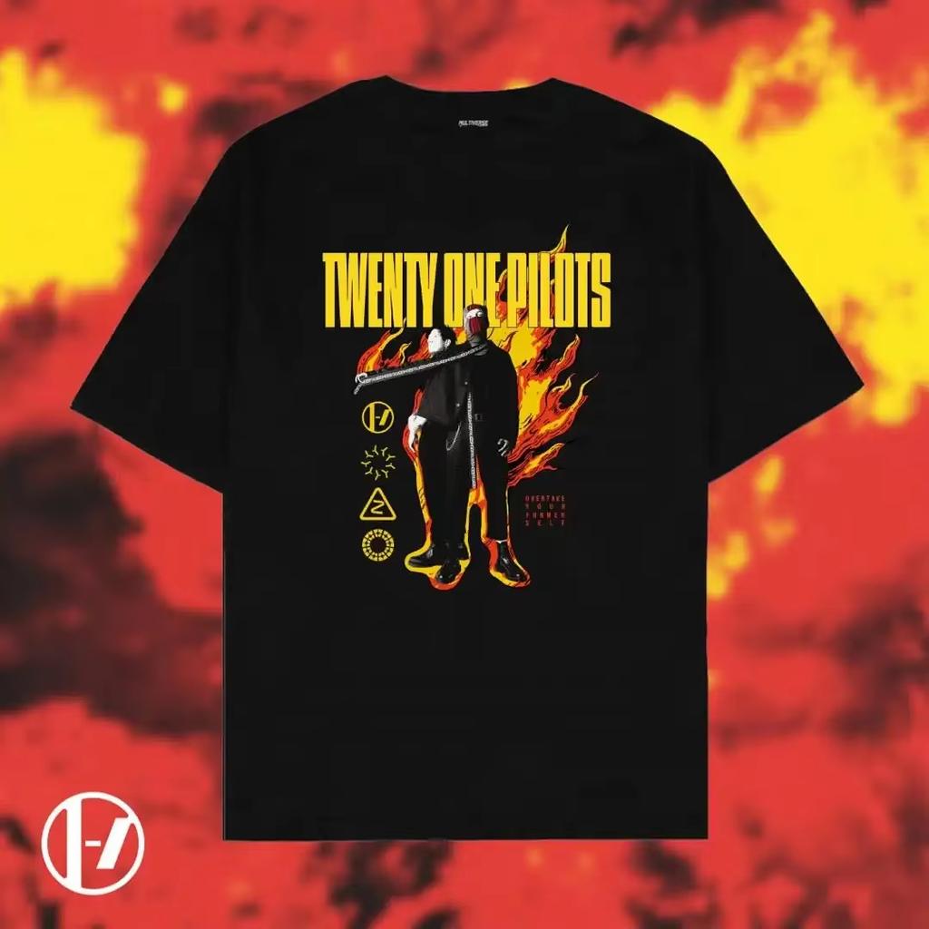 T-shirt con Stampa Grafica Band Twenty One Pilots da Uomo e Donna Manica Corta Oversize Y2k Top Hip Hop Streetwear Maglietta Oversize