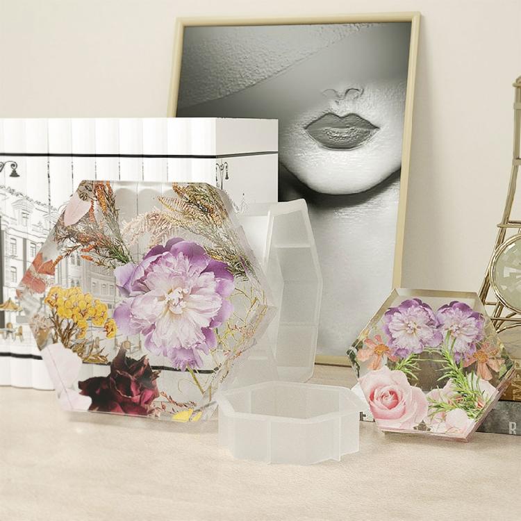 Sechseckige Harzform für Harzguss Heimdekoration Blume Schreibtischdekoration