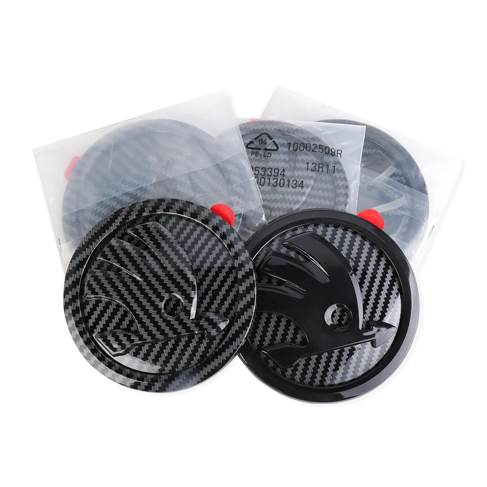 Autoaufkleber 2025 Neu 8/9/10cm Kohlefaser-Abzeichen Auto Fronthauben-Emblem Heckklappen-Logo Aufkleber Für Skoda Octavia Karoq Skoda S V