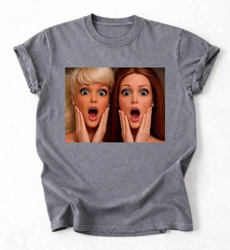 

Funny Disgusting Doll face Meme Hilarious Sarcastic Shirt Summer Unisexs and Womens Loose and Breathable Tshirt Top S