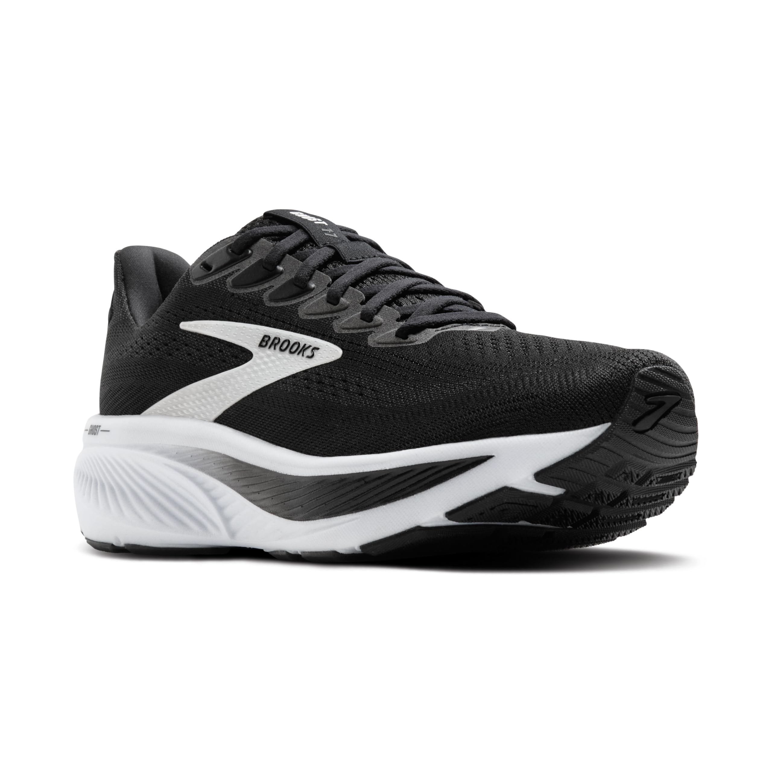 [Brooks] Ghost 17 Running Shoes, High Cushion, Men s, BRM 4423 4424 4425, Black/White, 25.5 cm, 2E