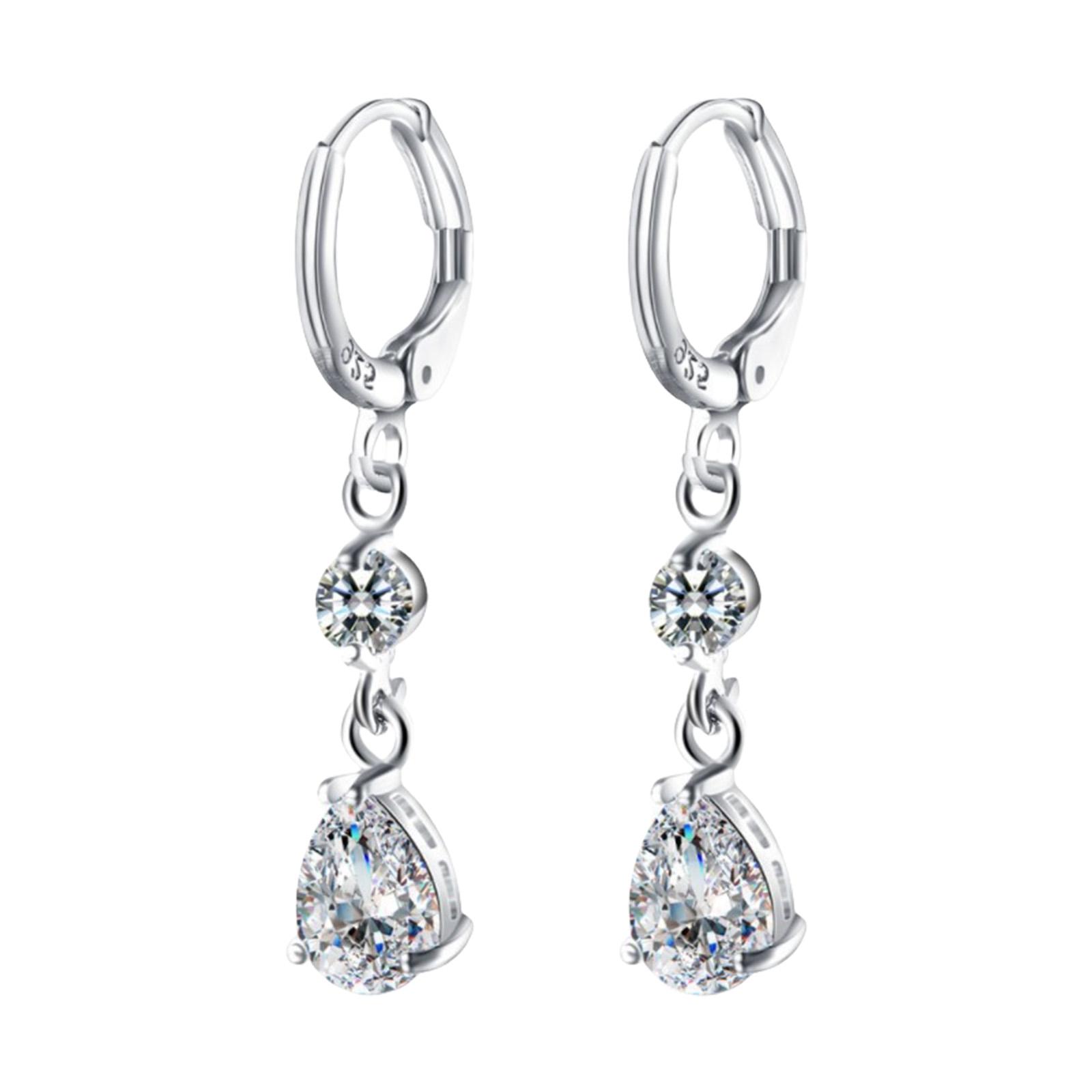 

Элегантные серьги-капли из циркония Универсальные серьги-капли из циркония Украшение для женщин Подходят для всех случаев серебряный