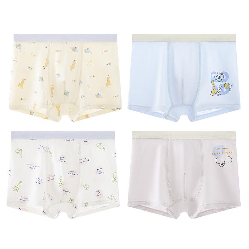 

4Pcs Cute Cartoon Boys Modal Boxer Briefs Summer Breathable Soft Kids Daily Underwear Comfort Kids Shorts 4XL