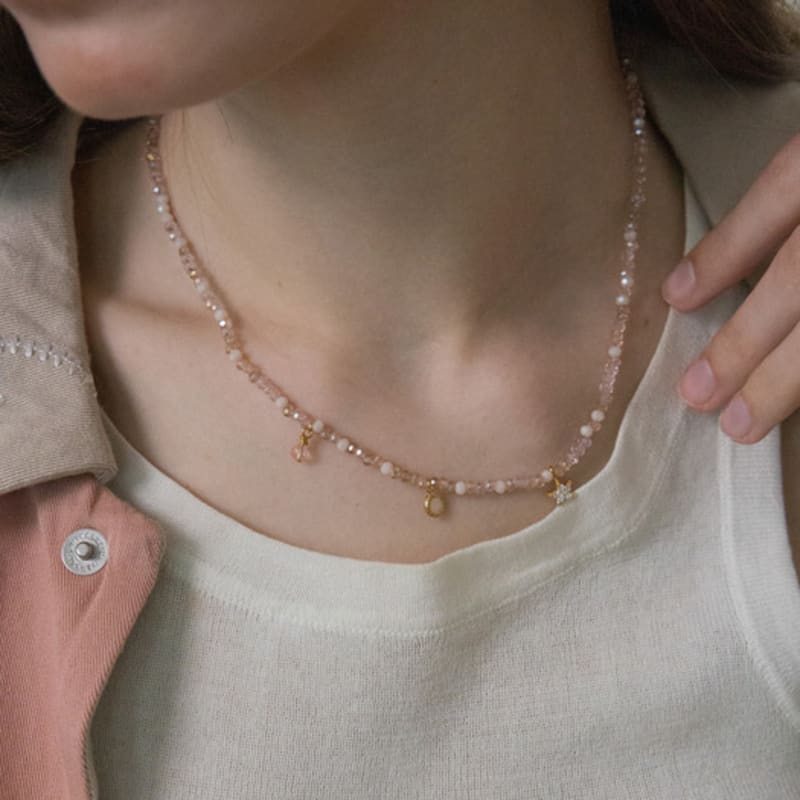 

MERRYMOTIVE Shiny peach crystal necklace Free