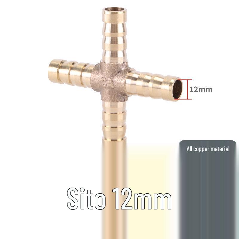 Brass Green Head Pagoda Straight-Through 2-Way or 4-Way Tee Fitting, Compatible with 6-16mm Tubing