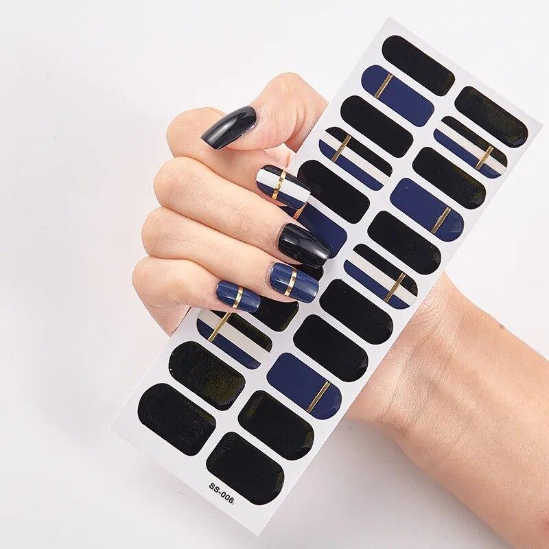 Baking Free Fashionable Blue Diamonds Nail Art Stickers Collection Manicure DIY Nail Polish Strips Wraps for Party Decor