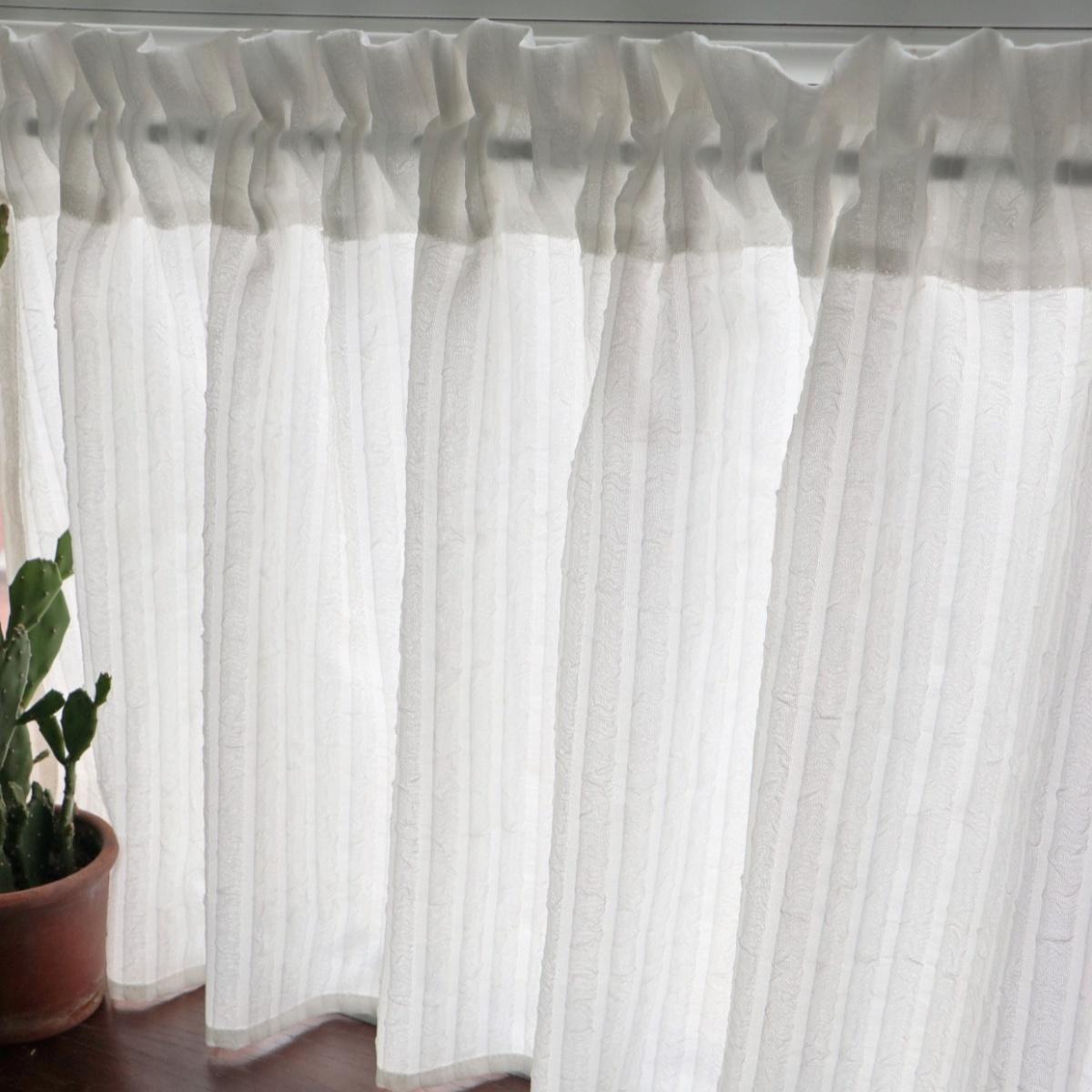 Natuurlijke Opaal Bellen Gordijnen, Minimalistisch Frans Noord-Amerikaans Ontwerp, Lichtfilterende Gordijnen voor Woonkamer & Slaapkamer W100xH50cm&Rod pocket wit
