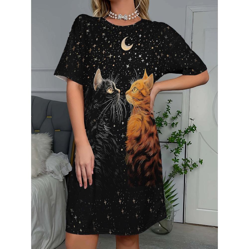 Women'S Letter Print Nightgown, Comfortable Choice for Night