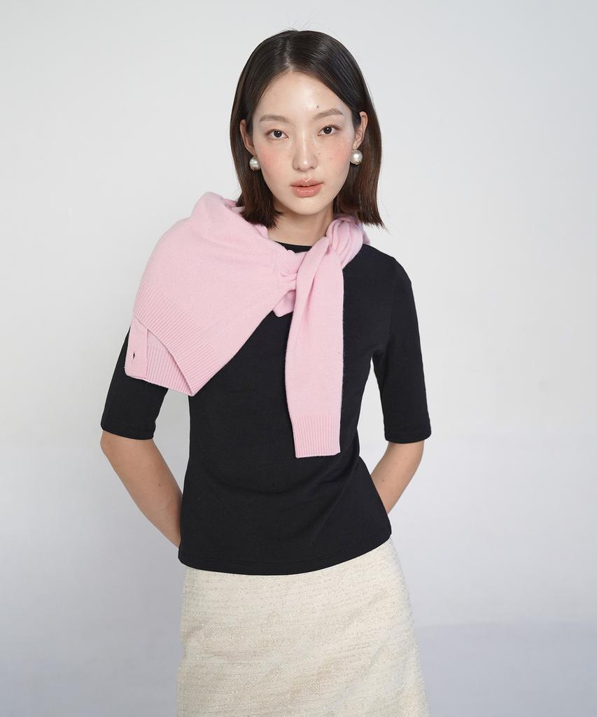 PELOTE Deep U-Neck Jersey Top (Black)