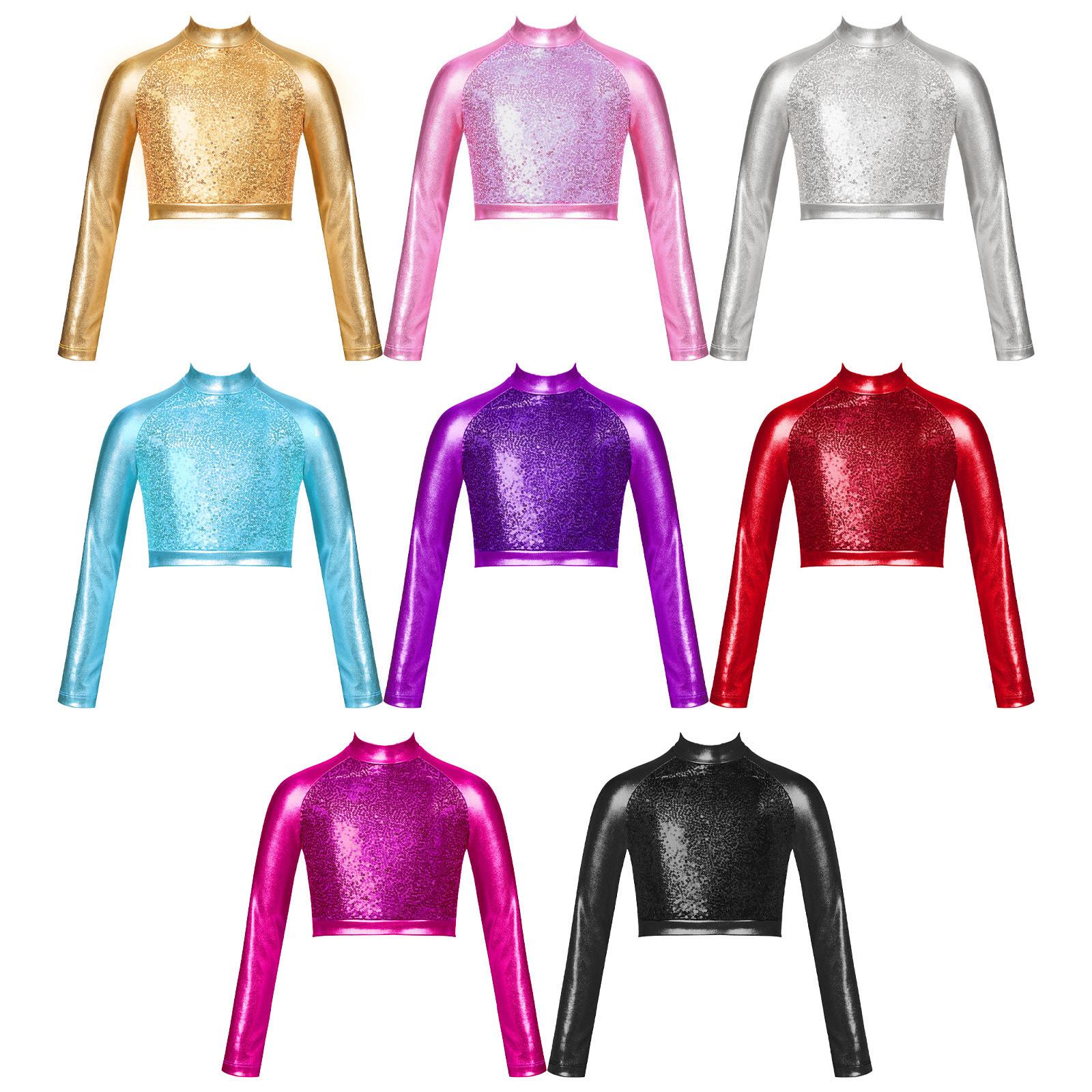 

Kids Performance Crop Top Front Sequin Design for Stage Shows 5-6 Years рожевий