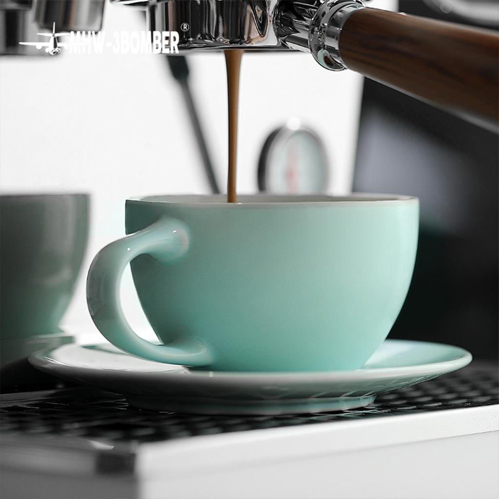 300ml Ceramic Espresso Cups Classic Coffee Cup Set with Saucers & Coffee Spoon Art  Latte Mocha Tea Mugs Chic Home Kitchen Tools