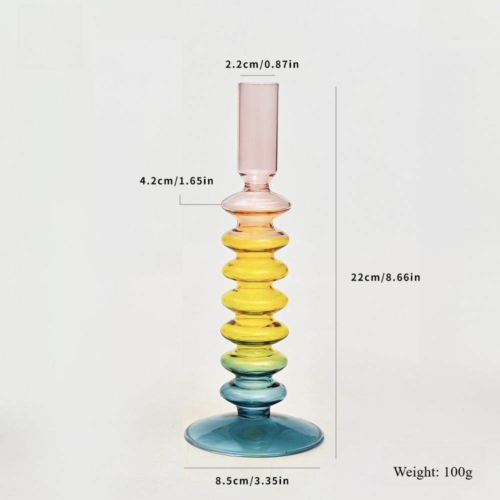 Creative European Style Colored Glass Candle Holder Taper Candlesticks Home Decoration Modern Nordic Living Room Decor