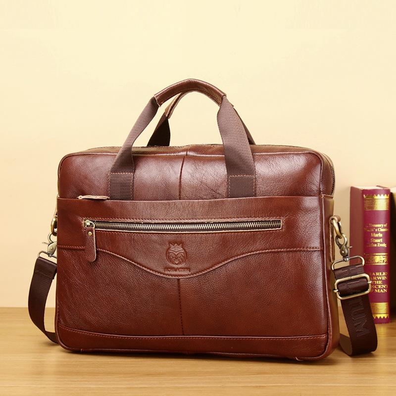 Men's Genuine Leather Official Bag, Top Layer Cowhide Official Bag, Men's Computer Bag