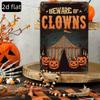 Decorative Sign And Plaque, 1pc Vintage Halloween Metal Sign, Creepy Circus Clown, Clown Warning Decorations, Gothic Halloween Party Wall Art, Sturdy 