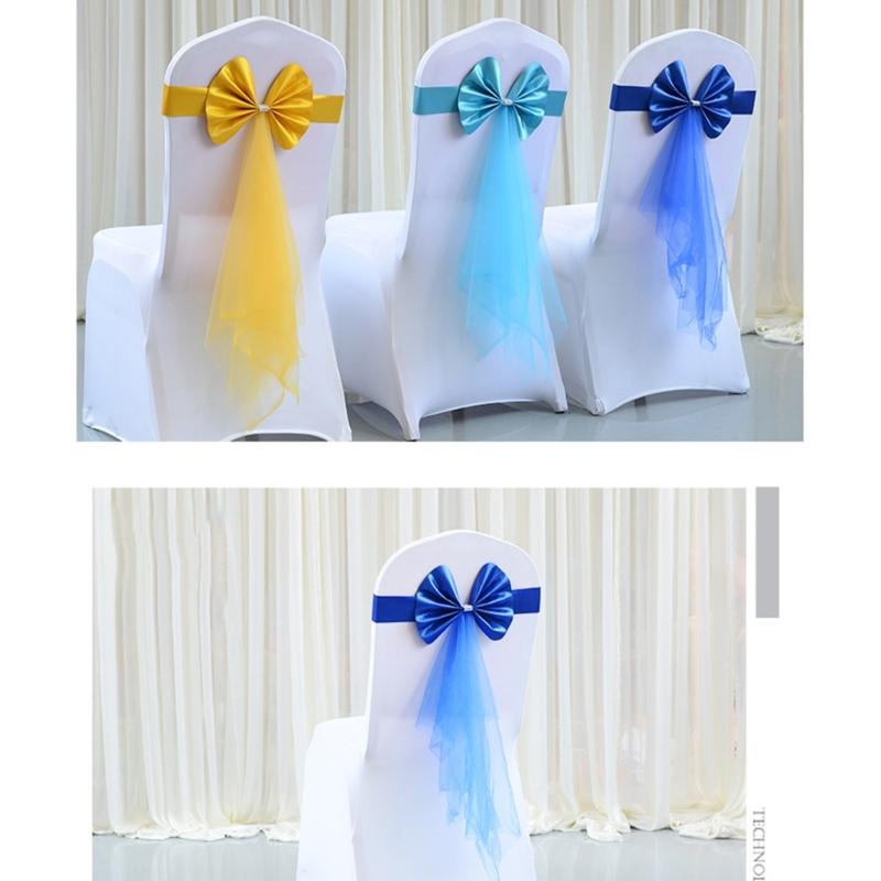 6 ks strečových spandexových šerp na židle, mašle, elastický pás na židli pro svatební dekorace