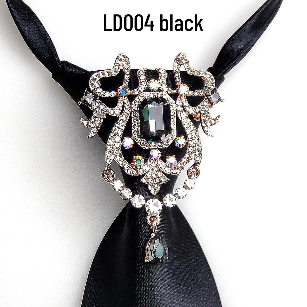 Japanese Style Women's Rhinestone Bow Tie Collar for Shirts