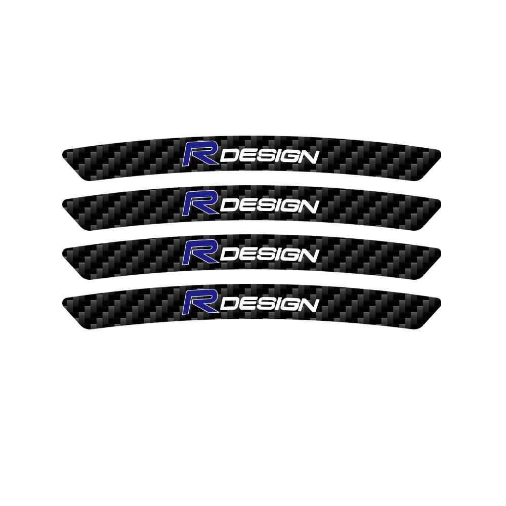 

4PCS Carbon Fiber Car Styling Wheel Rim Hub Badge Sticker Decor Accessories For Volvo Rdesign AWD V8 T6 T7 T8 S90 XC90 S60 XC40
