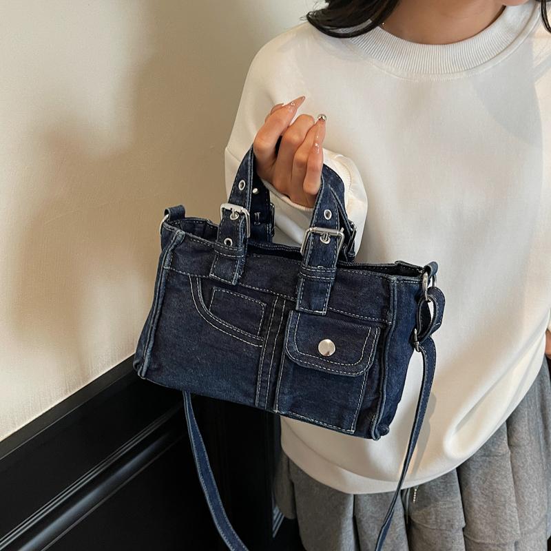 Bolso Cuadrado Pequeño de Mezclilla Bolso de Hombro Cruzado para Mujer