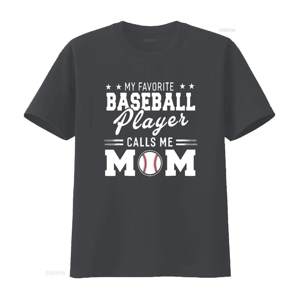 Unisexs My Favorite Baseball Player Calls Me Mom T Shirt Mothers Day Black 2xl Vintage Washed Slightly Stretched Casual