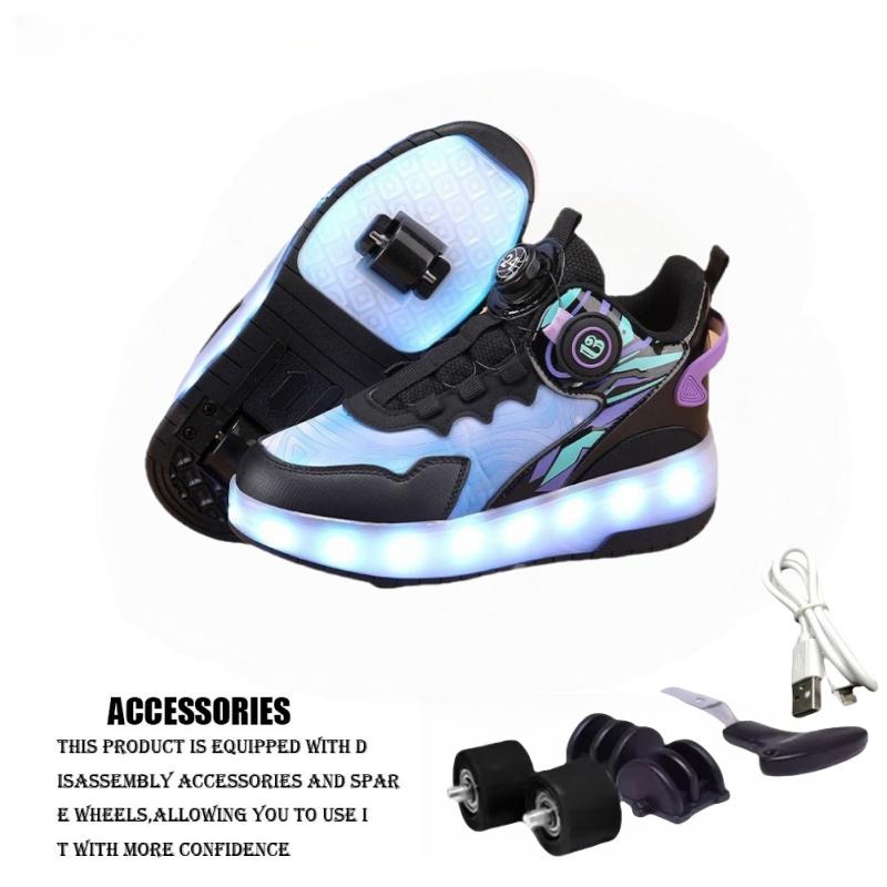 Invisible Bottom Flying Shoes with Wheels Hot Sale of The Season Unisex Kids' Double Wheel Walking Shoes Roller Skates Entertain