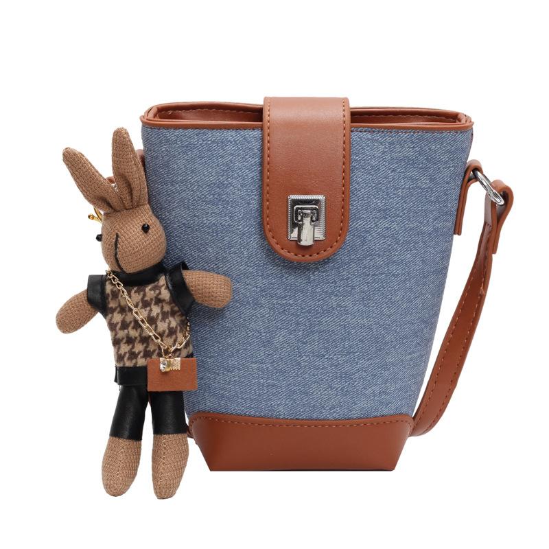 This year's popular niche design contrasting color temperament bucket bag women's casual versatile fashion commuter style messenger bag