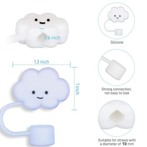 Stanley 10mm Cloud Shape Straw Covers for 30 & 40 oz Tumblers, Cute Silicone Cloud Straw Covers, Straw Protectors, Soft Silicone for 10mm Straws, Pack