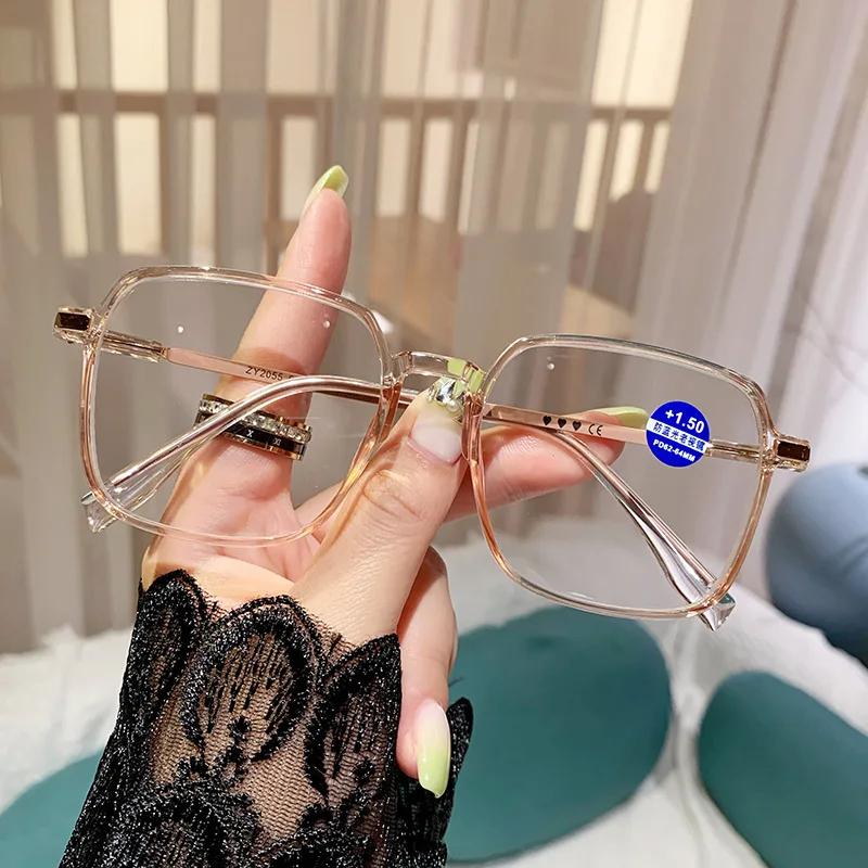 Velké nadměrně velké brýle na čtení New Trend Classic Anti-blue Light Presbyopia brýle Muži Ženy Dalekozraké brýle Stupeň+4,0