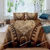Top Ndustrial Gear Duvet Cover Queen Size Steampunk Style Locks Comforter Cover Boys Men Mechanical Device Polyester Bedding Set