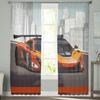 City Sports Car Sheer Window Curtains for Living Room Kitchen Children Bedroom Decoration Chiffon Tulle Voile Hanging Curtain
