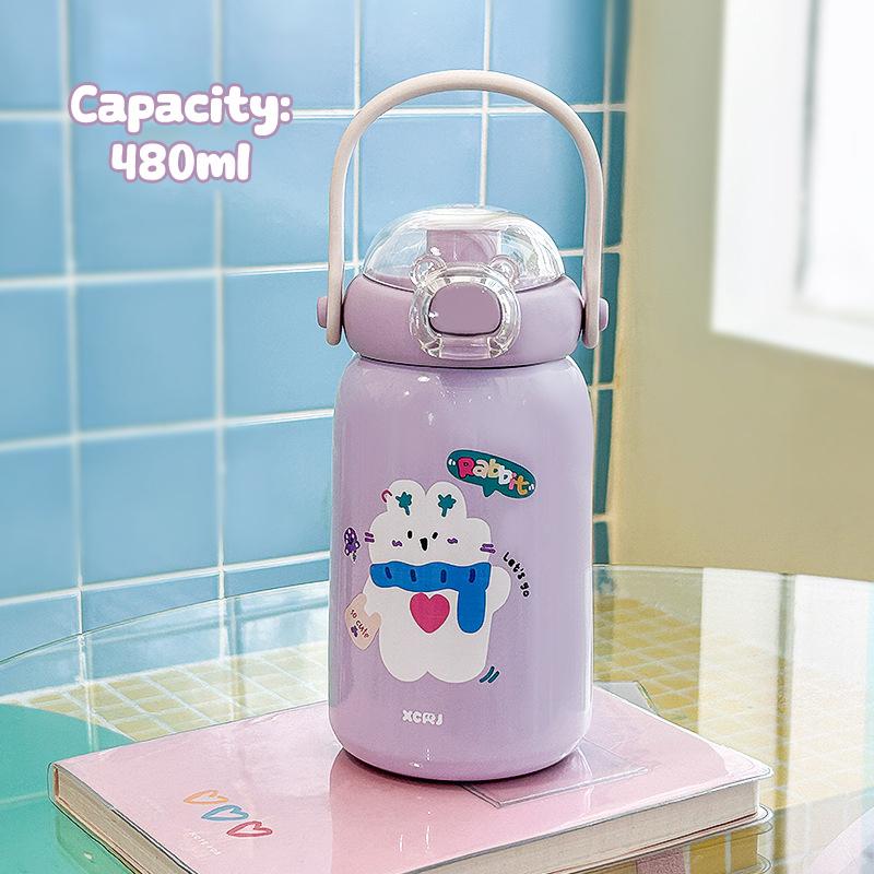 380ml Cartoon Vacuum Cup High-Capacity Straw Cup 316 Stainless Steel Insulated Water Bottle Insulation Or Cooling Thermal Mug