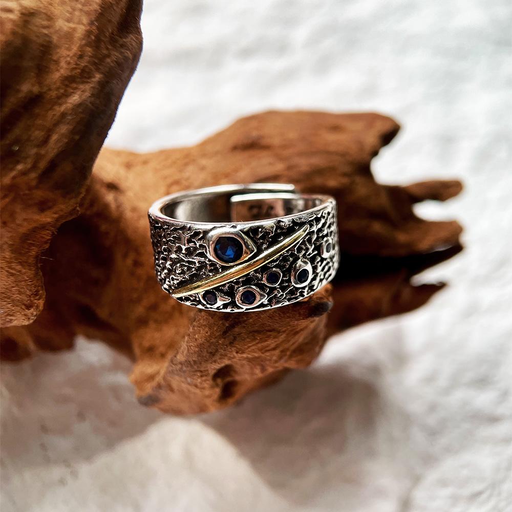 Retro Pierścionek z Gwiazdami Deszczu Meteorów Punk Gotycki Regulowany Otwarty Pierścionek Dla Mężczyzn Miedziany Projektant Cyrkonia Akcesoria Romantyczny Prezent Unisex