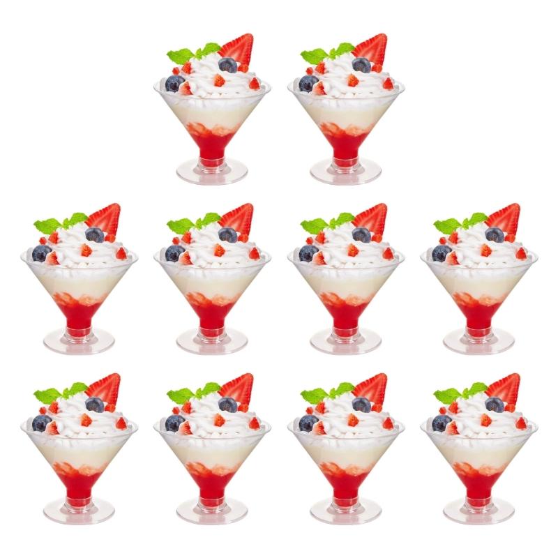 10pack Elegant Plastic Dessert Cups for Ice Cream Mousses and Yogurt Great for Birthday Celebration