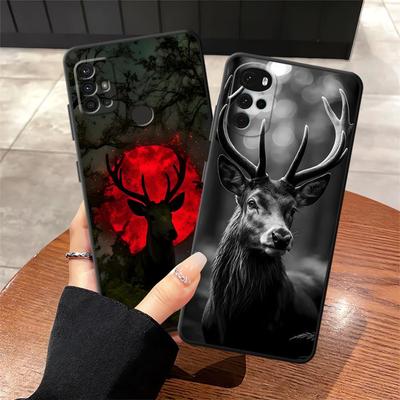 Dark Patterned Deer Case for Motorola Moto G50 G51 G73 G71 Edge 20 Pro 30 Lite G52 G53 G30 G32 G60s G22 Edge40 Phone Cover