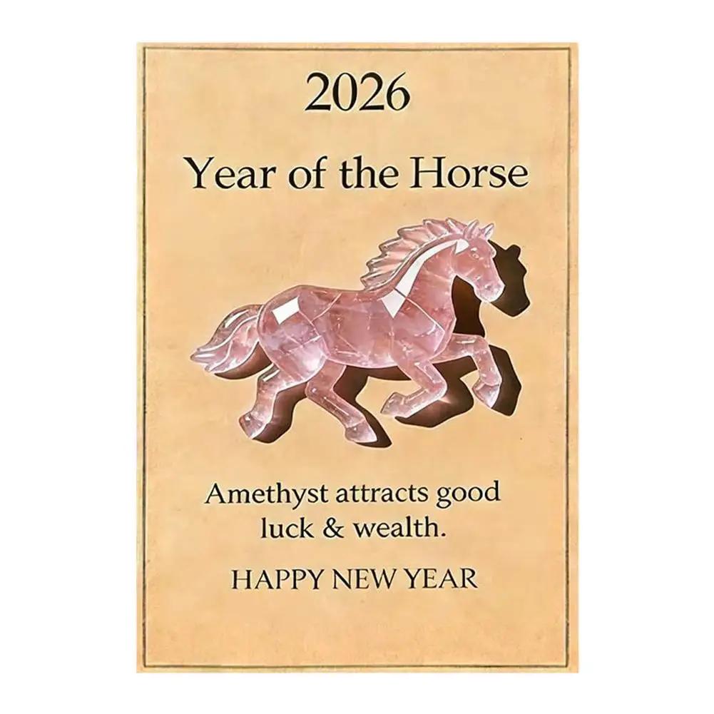 Hot With Card Lucky Crystal Horse Hand-Carved Mini Figurine Horse Size Decorative Gift Statue Crystal Mini Decor C7S5