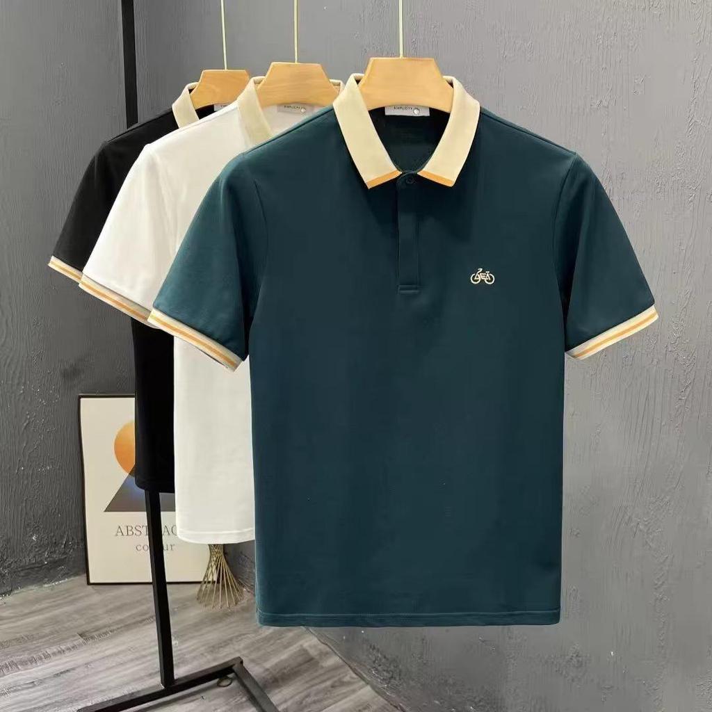 Cămașă polo cu rever la modă pentru bărbați, cu mânecă scurtă, slim fit