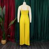 Sexy Jumpsuits Rompers Woman Wide Leg Pants Plus Size Halter Sleeveless Backless Floral Decorate High Waist Female Birthday Party Outfit