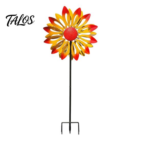 Artistic Windmill for Windowsill Flower Wind Spinner, 29.5" Metal Spinner with Stake, Outdoor Decorative Garden Art Rust Resistant Yard Lawn