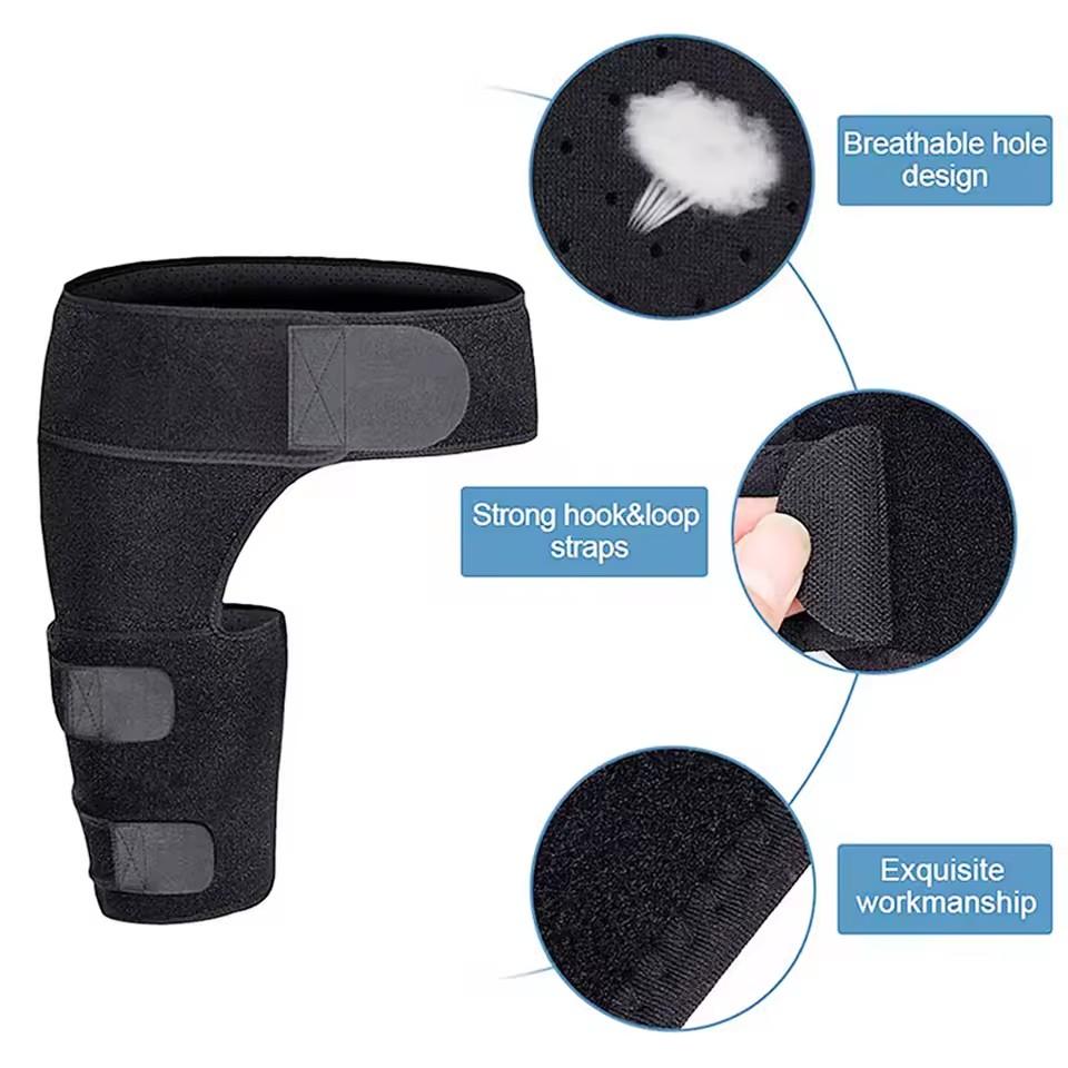 Verstellbare Oberschenkel-Kompressionsbandage Hüft-Leisten-Stützbandage Thermischer Beinschutz Schmerzlindernder Gürtel