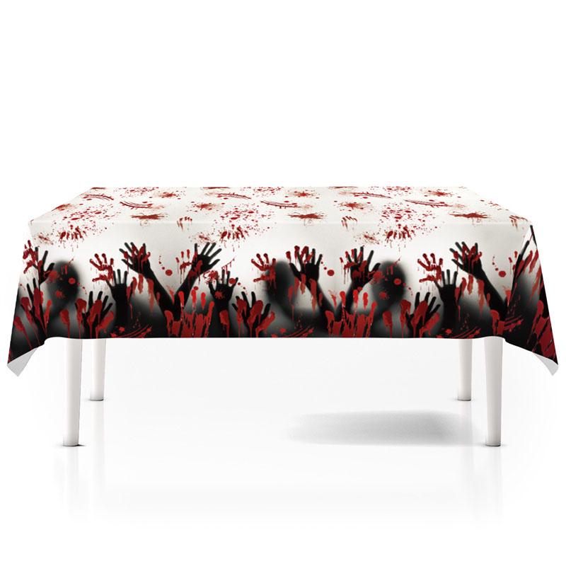 Halloweenský ubrus Fright Night: Design Hrad Dýňového Ducha, Jednorázový PE Materiál