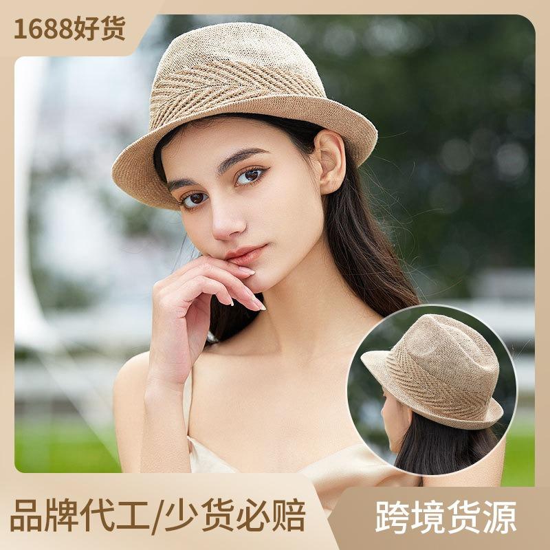 Spring and Summer Woven Jazz Hat, Literary Sunscreen Hat, Female British Retro Top Hat, Jazz Hat