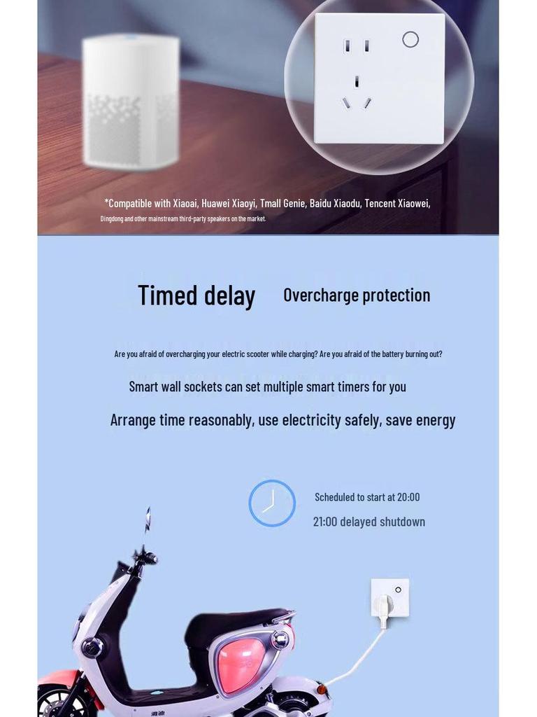 eWeLink Smart WiFi Wall Socket 86 Type 10A - Remote, Voice-Controlled App for Mobile