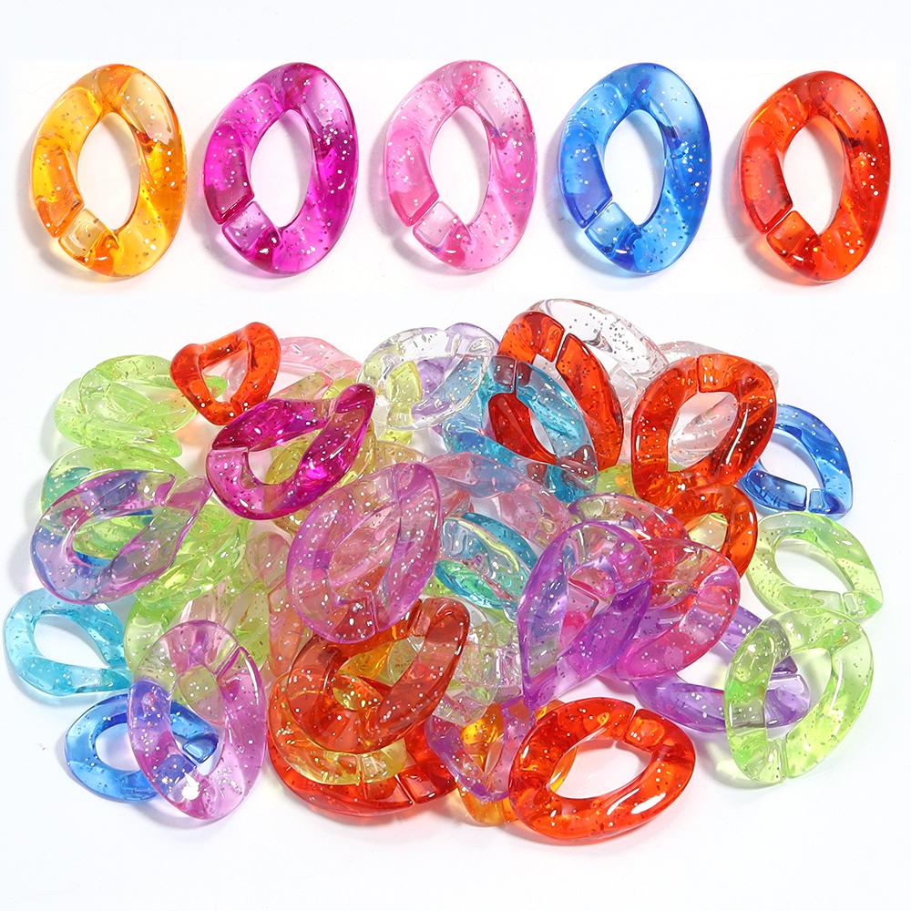 20Pcs/lot Acrylic Twisted Buckle Chain Color Assembled Loose Rings for DIY Bag Chain Glasses Phone Chain Connector Accessories