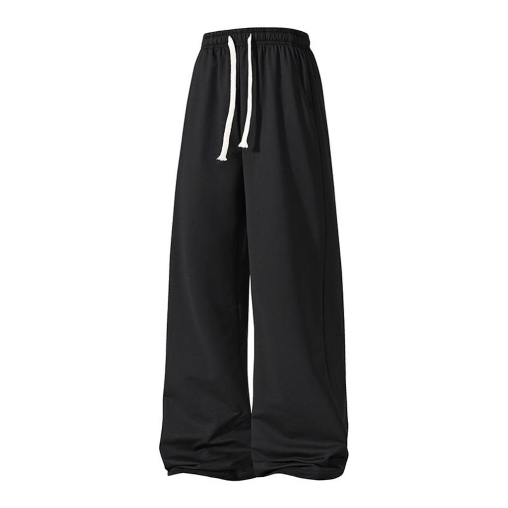 Men's Solid-color Casual Sportswear Pants, Men's Drawstring Straight-leg Loose Flat-mouth Sweatpants