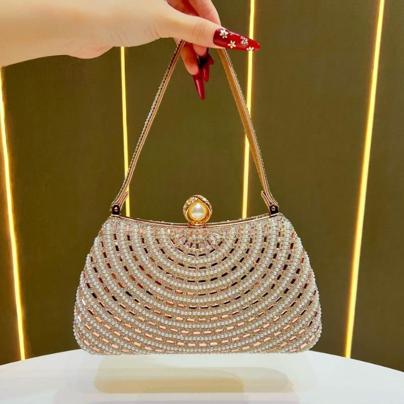 

Retro Pearl Handbag, Fashionable Single-shoulder Crossbody, Light Luxury and High-end Evening Bag шампанського