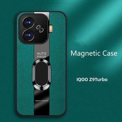 For IQOO Z9 Turbo Magnetic Ring Phone Case For VIVO Z9 Turbo 5G Luxury Leather Soft Silicone Shockproof Back Cover Bumper
