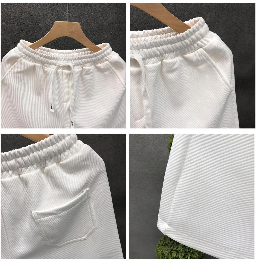 Men's Versatile White Summer Beach Shorts - Trendy Solid Color Loose Fit Sports Pants